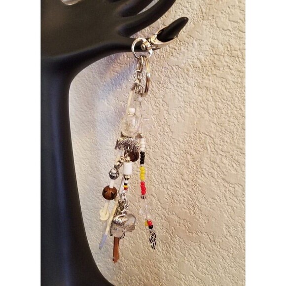 Snow Goose Medicine Wheel Totem - Key Ring/Fob for Purse, Drum or Car Bookmark - Picture 1 of 6